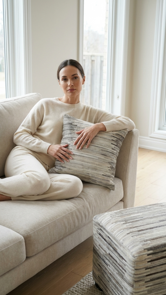 Maxwell Throw Pillow, Lt. Grey (18"x18"x4")