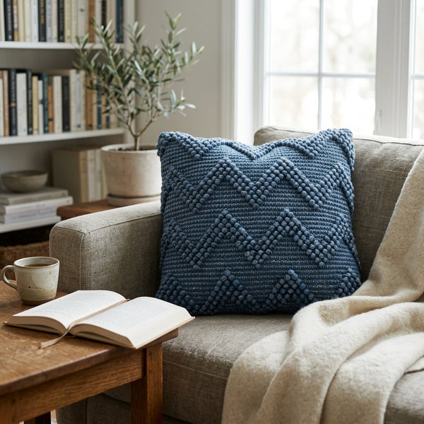 Hadley Throw Pillow, Blue (20"x20"x4")
