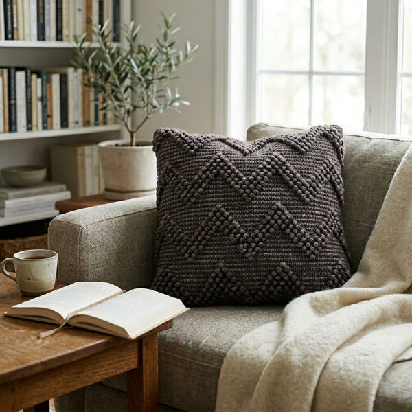Hadley Throw Pillow, Grey (20"x20"x4")