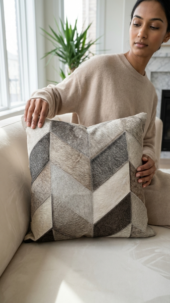 Ashton Throw Pillow, Grey (20"x20"x4")