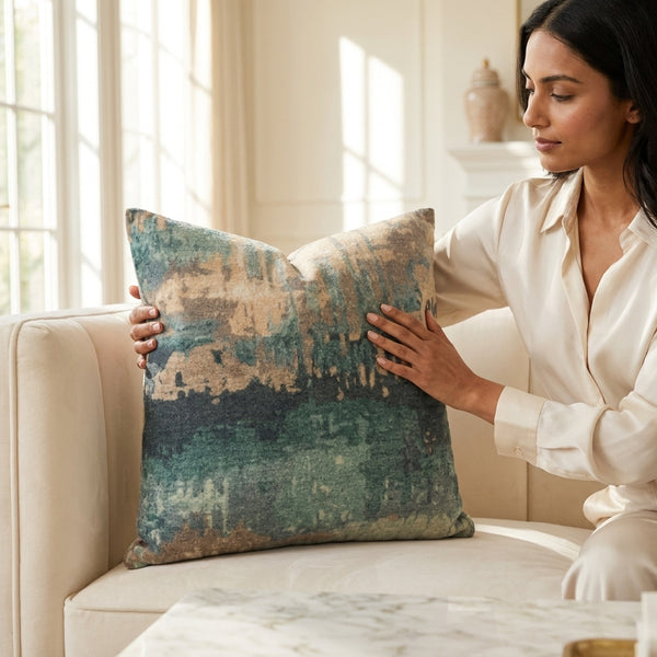 Payton Throw Pillow, TealGreen (20"x20"x4")