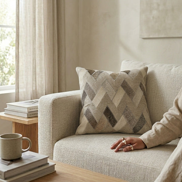Owen Throw Pillow, Grey (18"x18"x4")