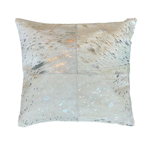Dakota Throw Pillow, Ivory/Silver (20"x20"x4")