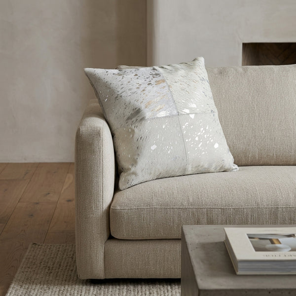 Dakota Throw Pillow, Ivory/Silver (20"x20"x4")
