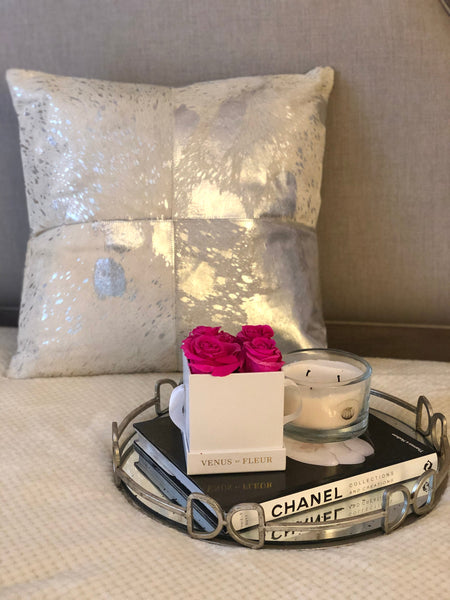 Dakota Throw Pillow, Ivory/Silver (20"x20"x4")