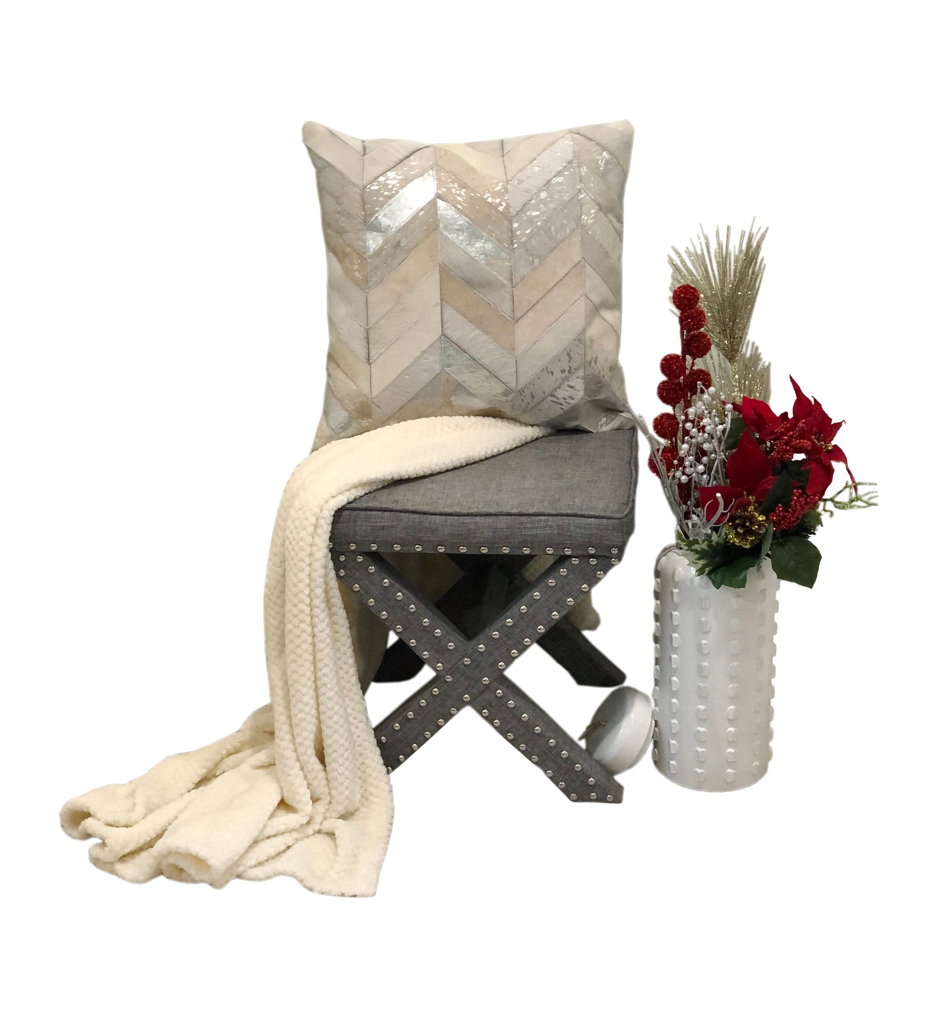 Kolby Throw Pillow, Ivory/Beige/Silver (MULTIPLE SIZES)