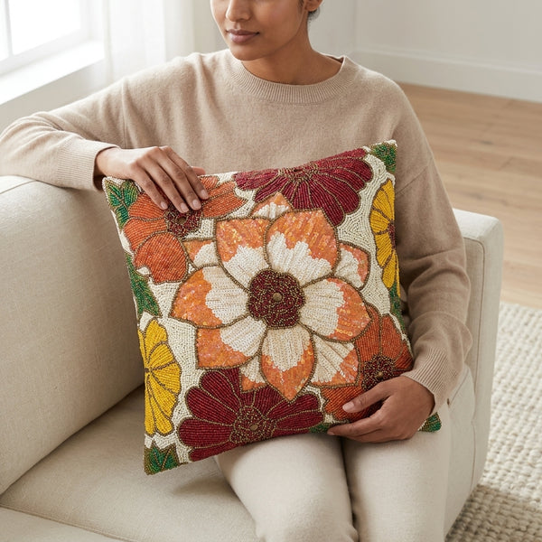 Kaci Throw Pillow, Orange (16"x16"x4")