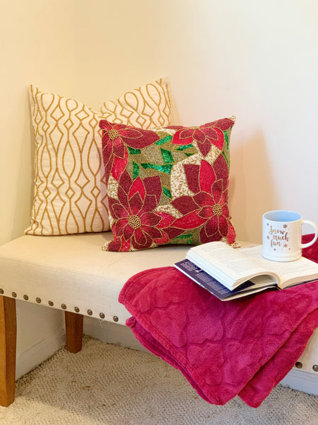 Pax Throw Pillow, Red (16"x16"x4")