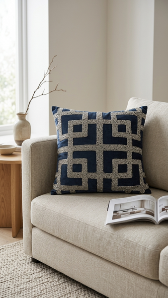 Picasso Throw Pillow, Blue(18"x18"x4")