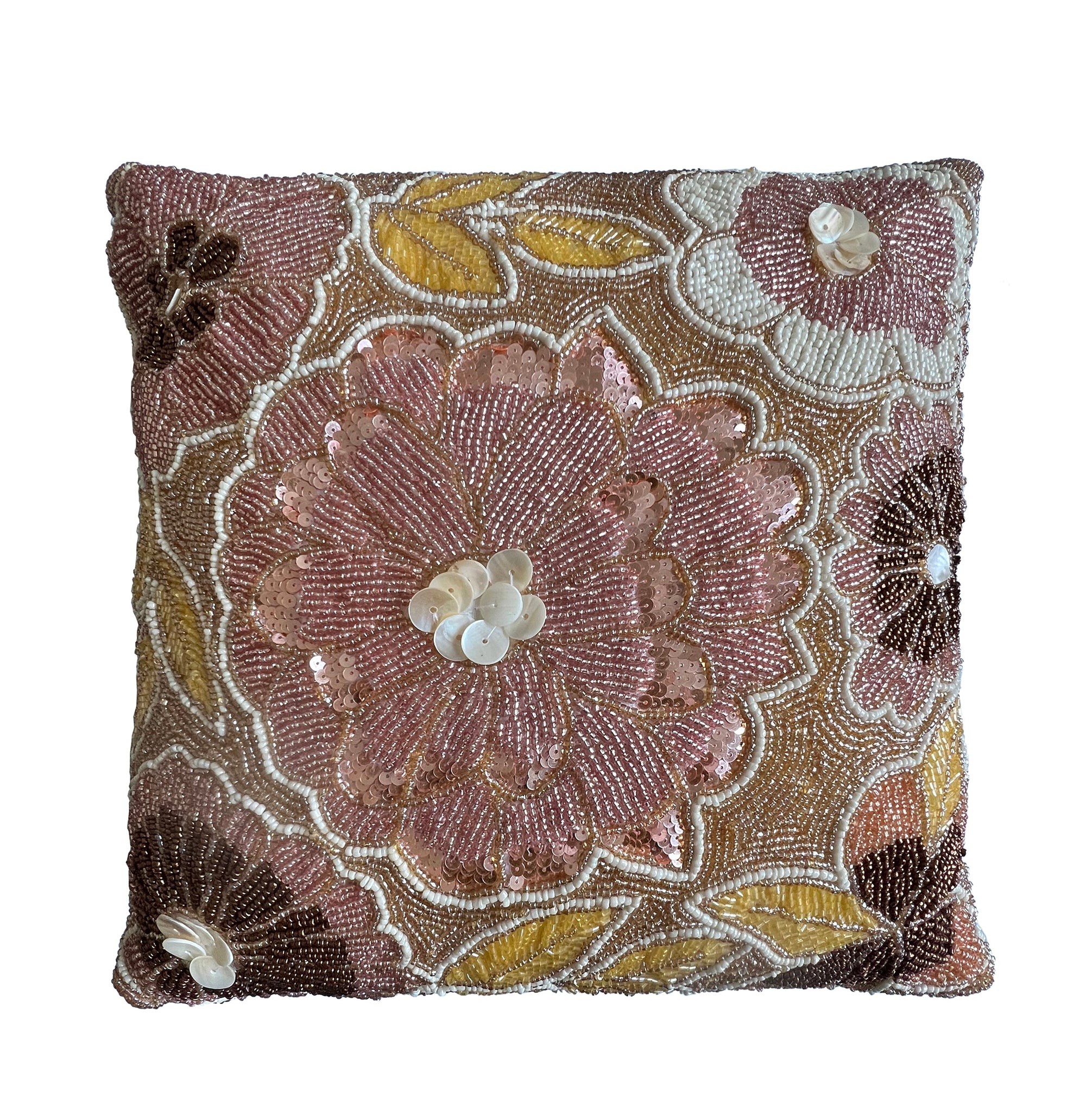 Zuri Throw Pillow, Brown/Pink (16"x16"x4")