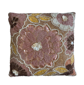 Zuri Throw Pillow, Brown/Pink (16"x16"x4")