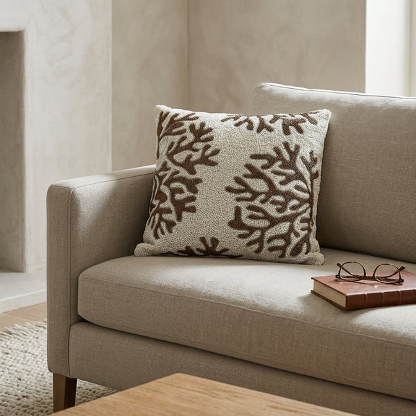 Marcus Throw Pillow, Ivory (16"x16"x3")