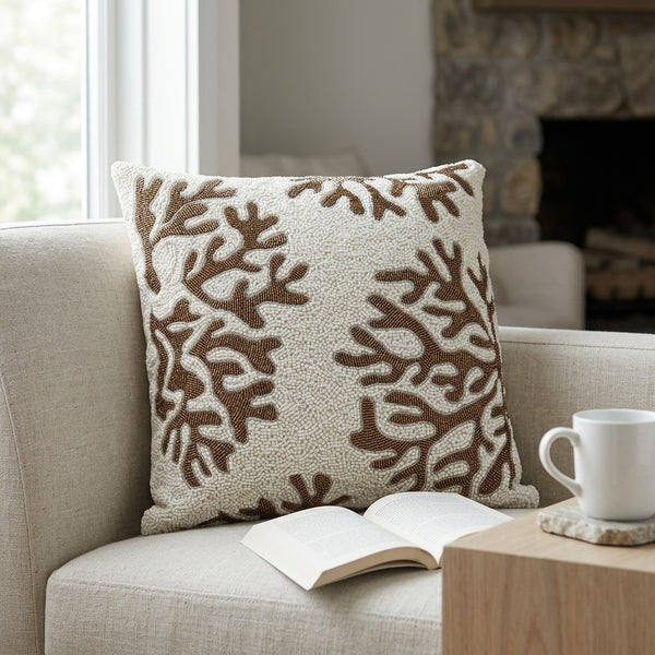 Marcus Throw Pillow, Ivory (16"x16"x3")