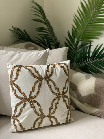 Brix Throw Pillow, Ivory (18"x18"x3")