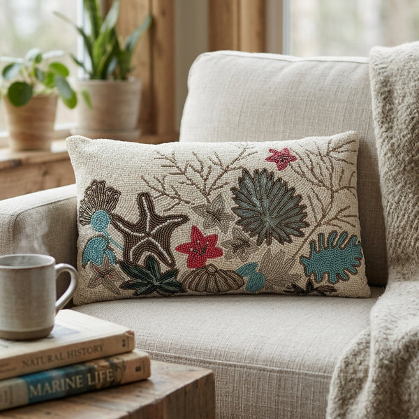 Coast Throw Pillow, Ivory (20"x12"x4")