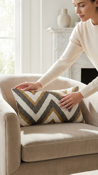 Cosmos Throw Pillow, Ivory (20"x12"x4")