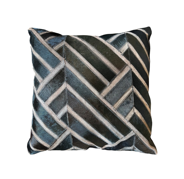 Noir Square Cowhide Pillow Cover & Insert (18"x18"x4")