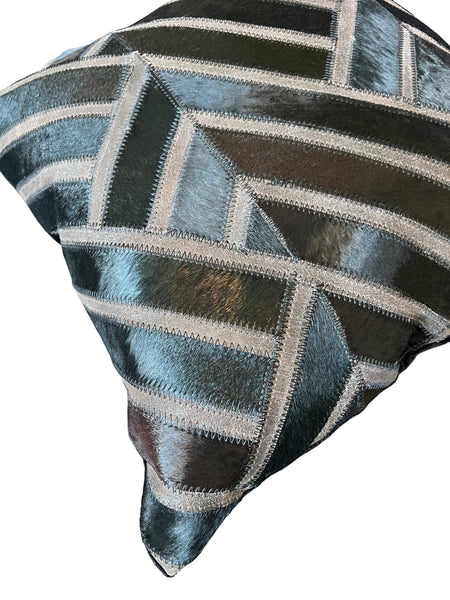 Noir Square Cowhide Pillow Cover & Insert (18"x18"x4")