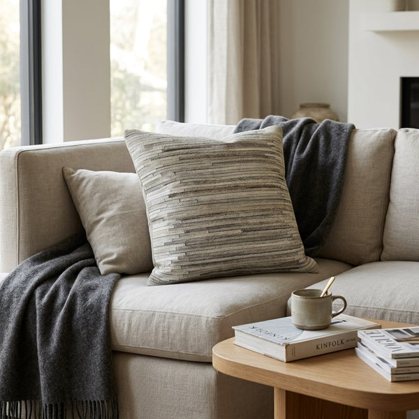 Maxwell Throw Pillow, Ivory (18"x18"x4")