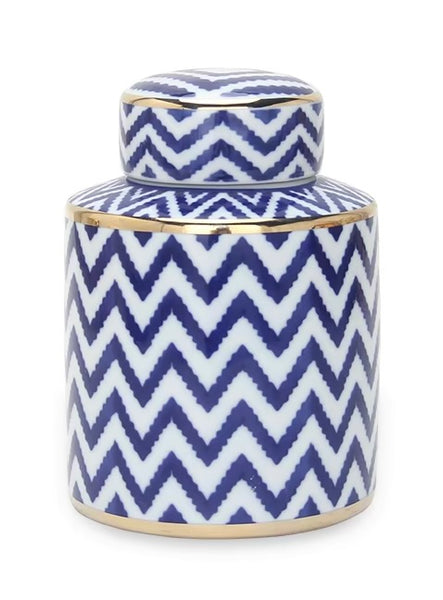 Lumi Blue & White Chevron Jar