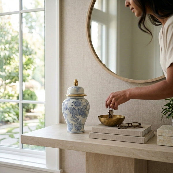 Nola White & Blue Ginger Jar