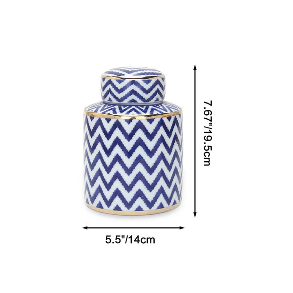 Lumi Blue & White Chevron Jar