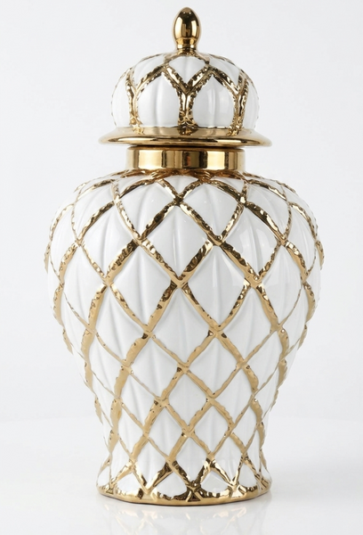 Sloane White & Gold Ginger Jar