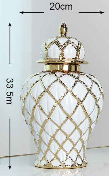 Sloane White & Gold Ginger Jar