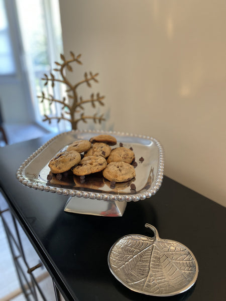 Abby Pumpkin Round Leaf Tray, Nickel (6"x6"x0.5")
