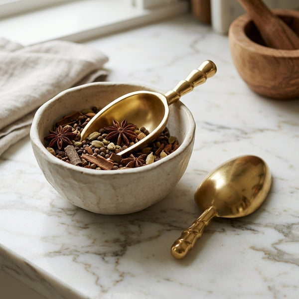 Blaine Gold Scoop with twist handle detail
