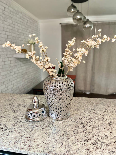 Parker Silver Ceramic Hollow Ginger Jar (Multiple sizes)