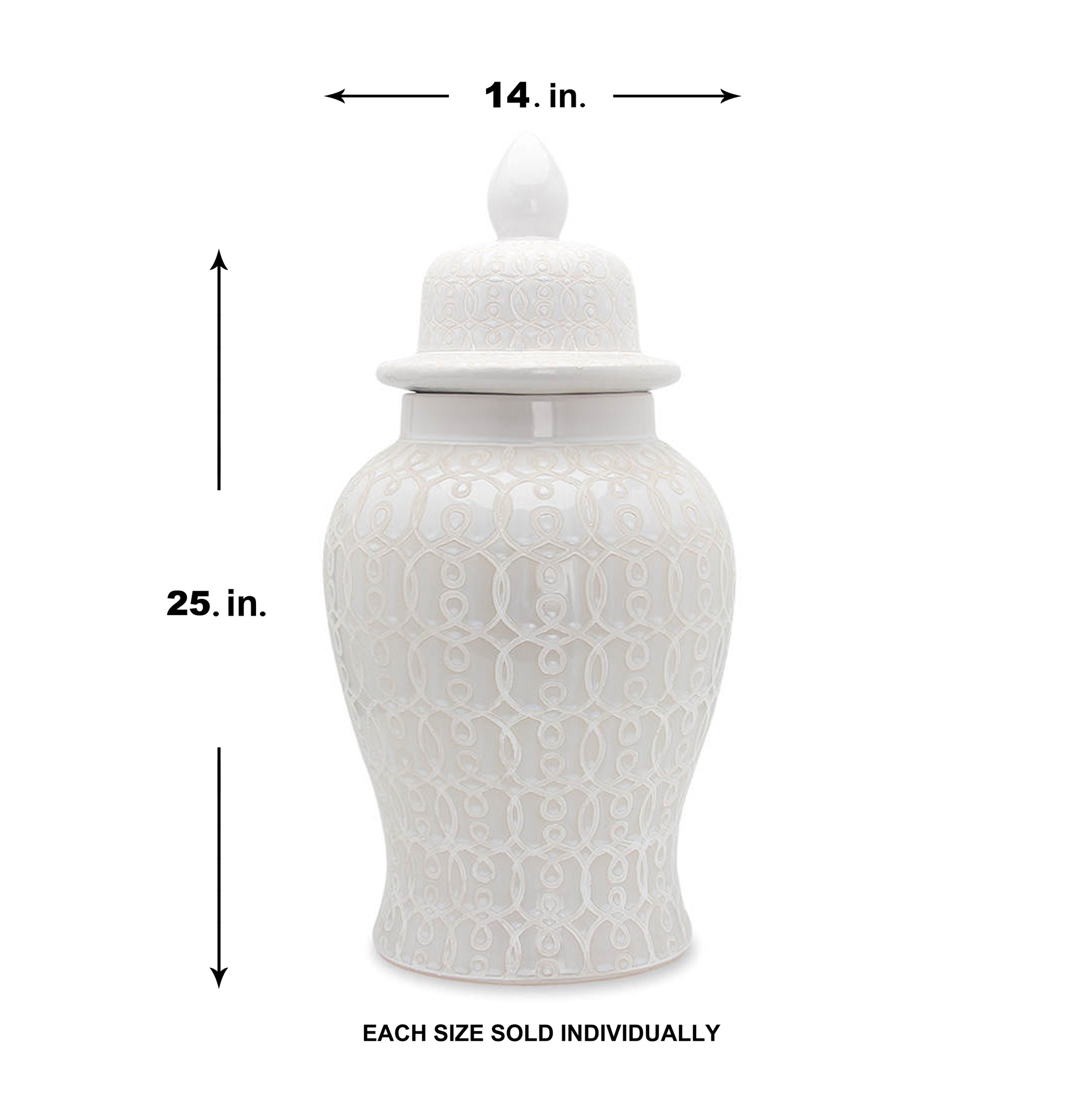 Hudson White Ceramic Scroll Ginger Jar (Multiple sizes)