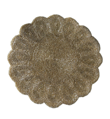 Liza beaded scalloped placemat 14" (Multiple colors)