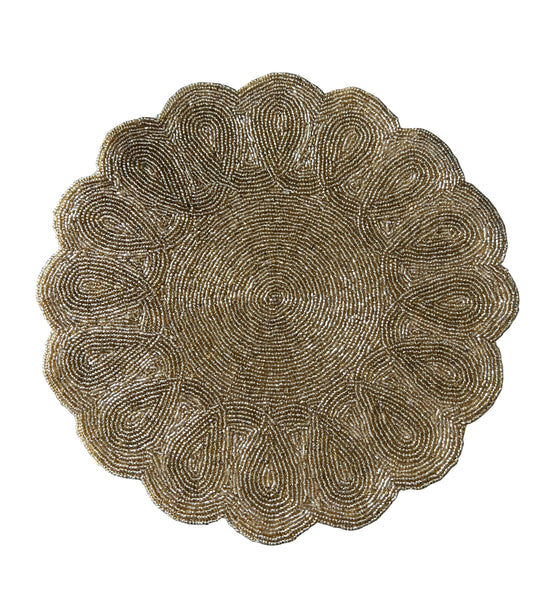Liza beaded scalloped placemat 14" (Multiple colors)