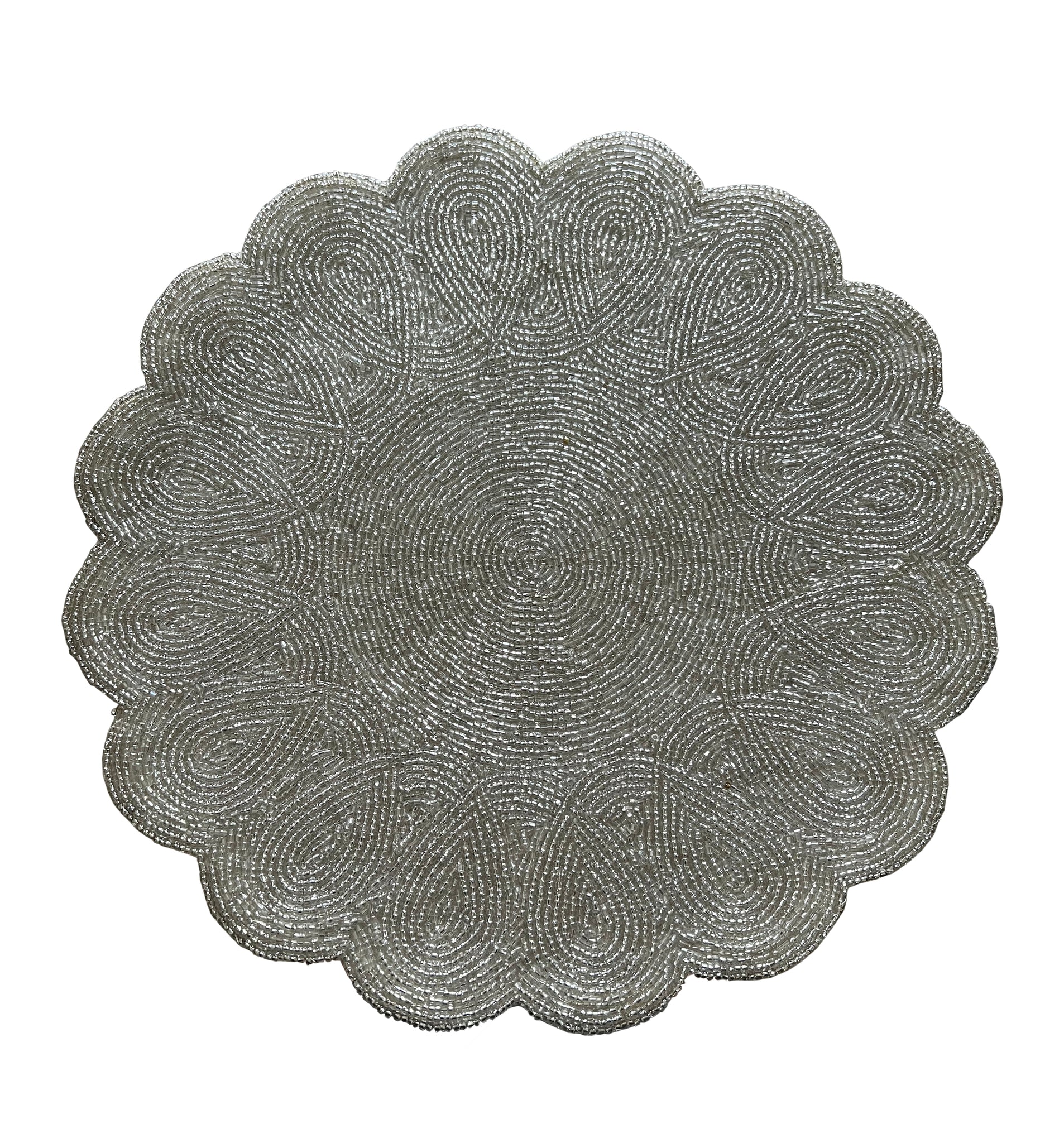 Liza beaded scalloped placemat 14" (Multiple colors)
