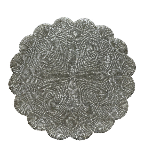 Liza beaded scalloped placemat 14" (Multiple colors)