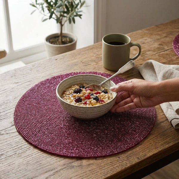Xena Red beaded placemat 14"