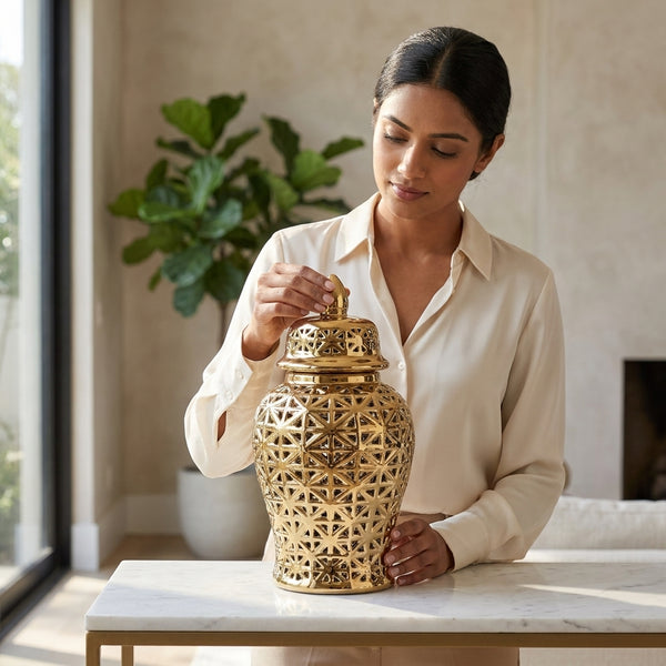 Aria Gold Ginger Jar (Multiple sizes)