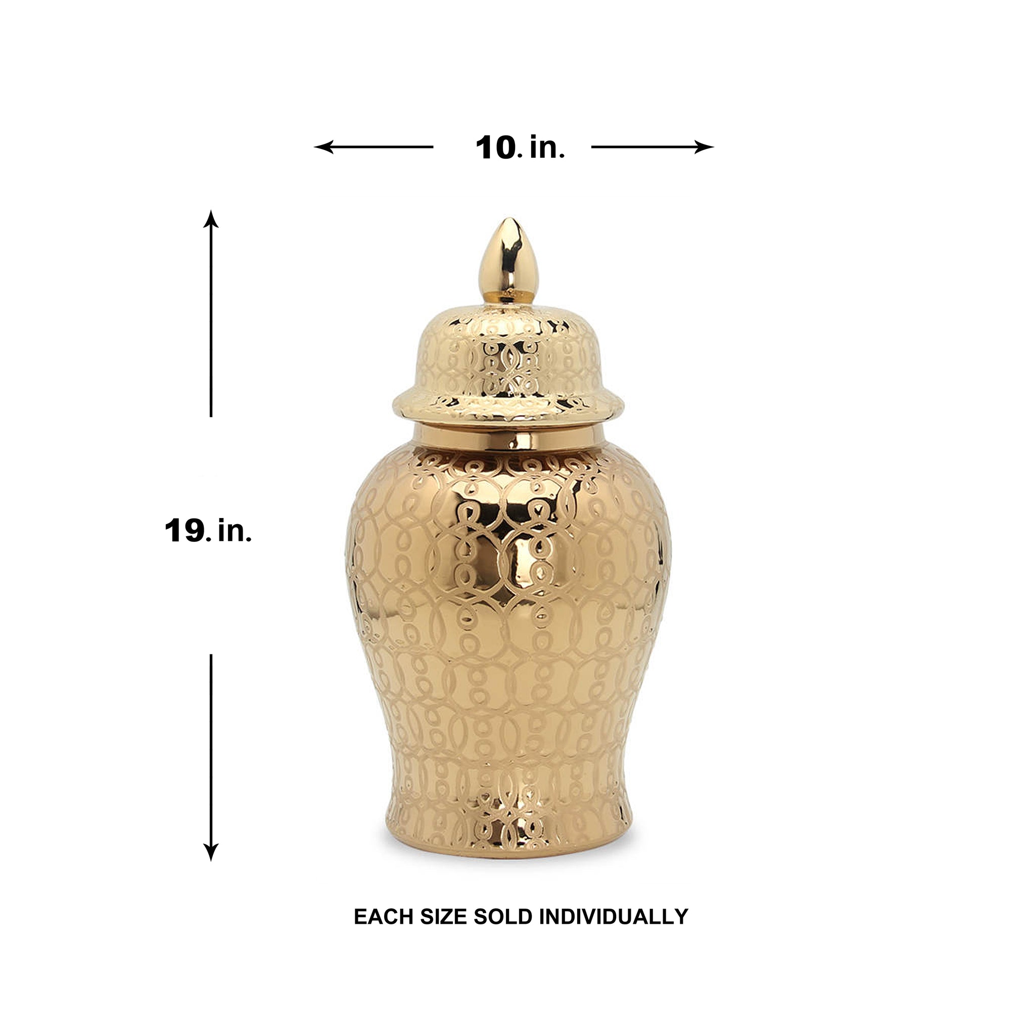Hudson Gold Ceramic Scroll Ginger Jar (Multiple sizes)