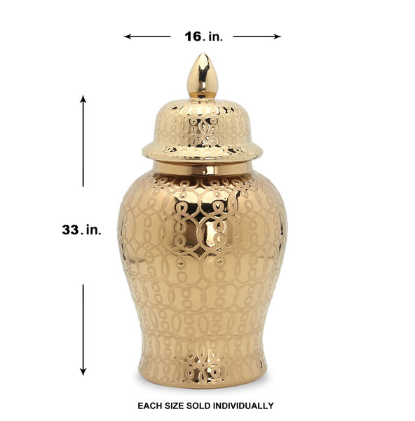 Hudson Gold Ceramic Scroll Ginger Jar (Multiple sizes)