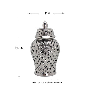 Parker Silver Ceramic Hollow Ginger Jar (Multiple sizes)