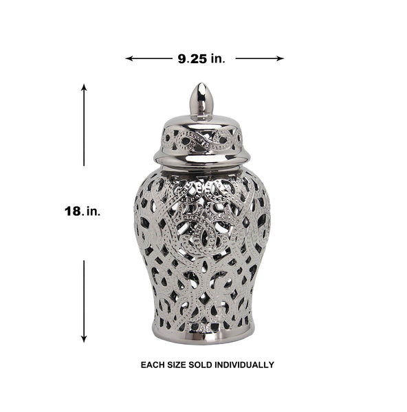 Parker Silver Ceramic Hollow Ginger Jar (Multiple sizes)