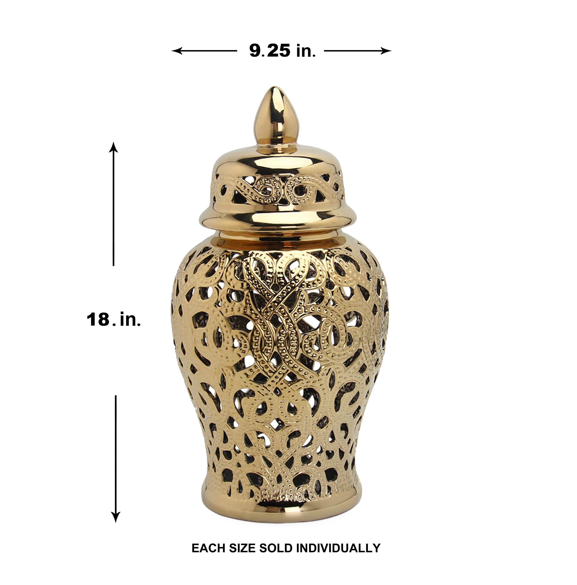 Parker Gold Ceramic Hollow Ginger Jar (Multiple sizes)