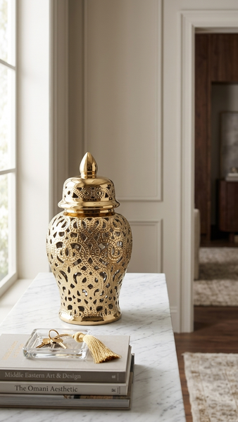 Parker Gold Ceramic Hollow Ginger Jar (Multiple sizes)