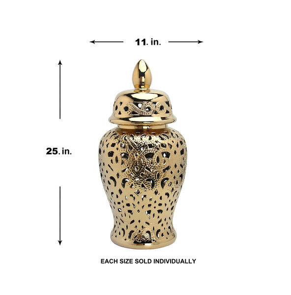 Parker Gold Ceramic Hollow Ginger Jar (Multiple sizes)