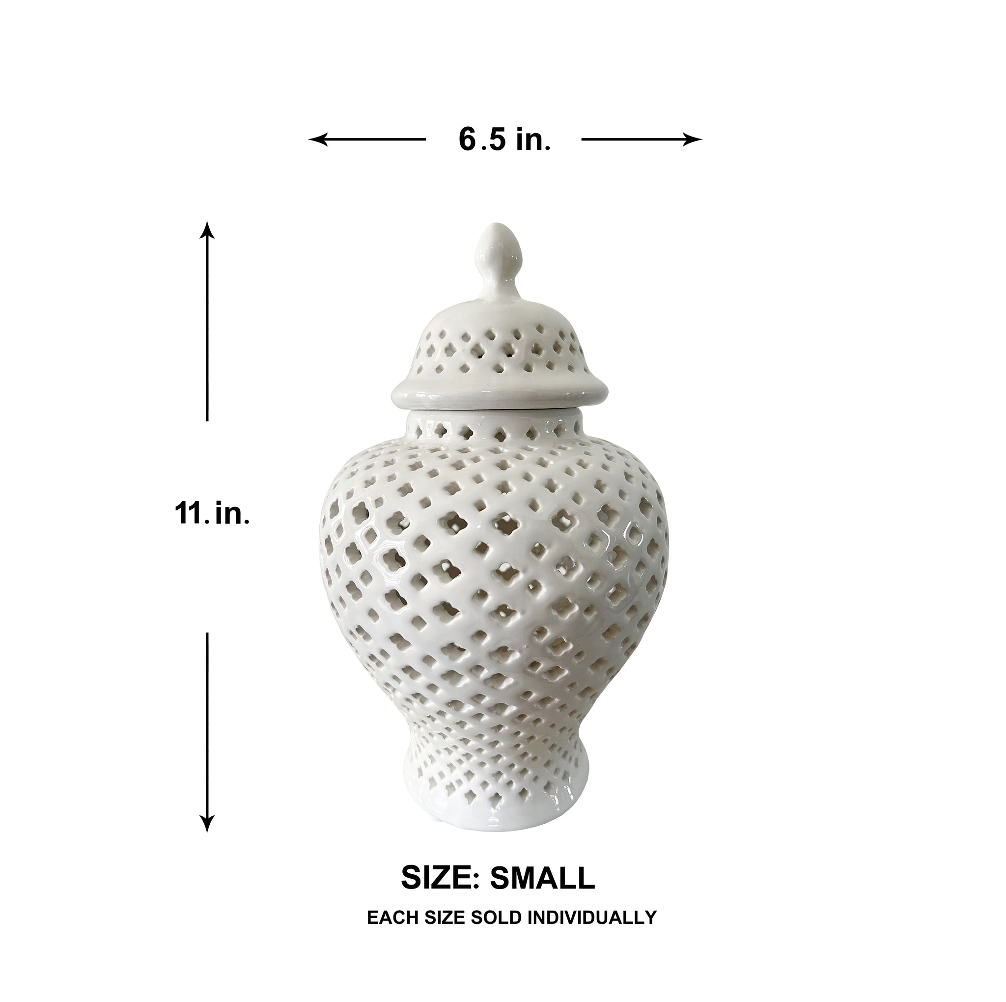 Ella White Lattice Ginger Jar (Multiple sizes)