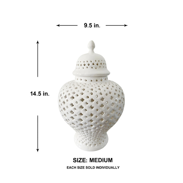 Ella White Lattice Ginger Jar (Multiple sizes)