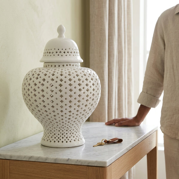 Ella White Lattice Ginger Jar (Multiple sizes)