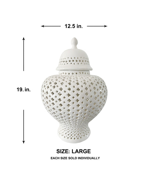 Ella White Lattice Ginger Jar (Multiple sizes)