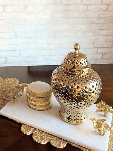 Ella Gold Lattice Ginger Jar (Multiple sizes)